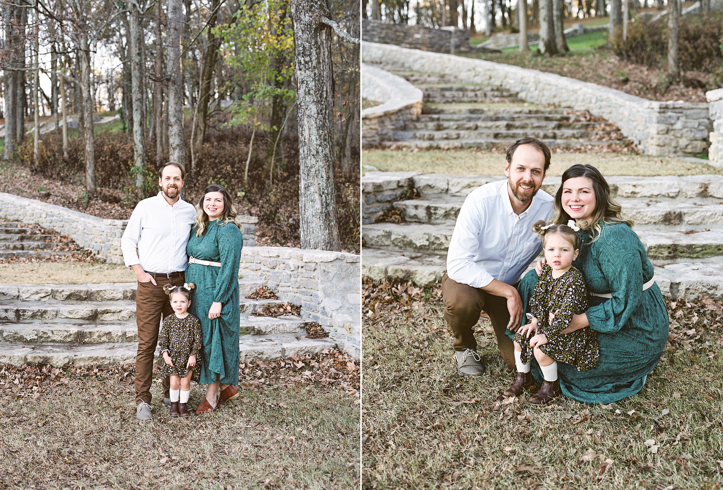 family poses by Percy Warner Stairs