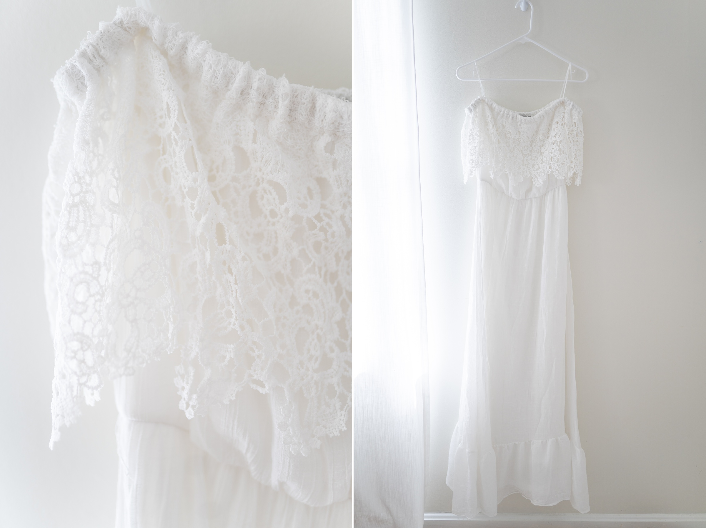 white gown with lace top for moms to wear for family photos