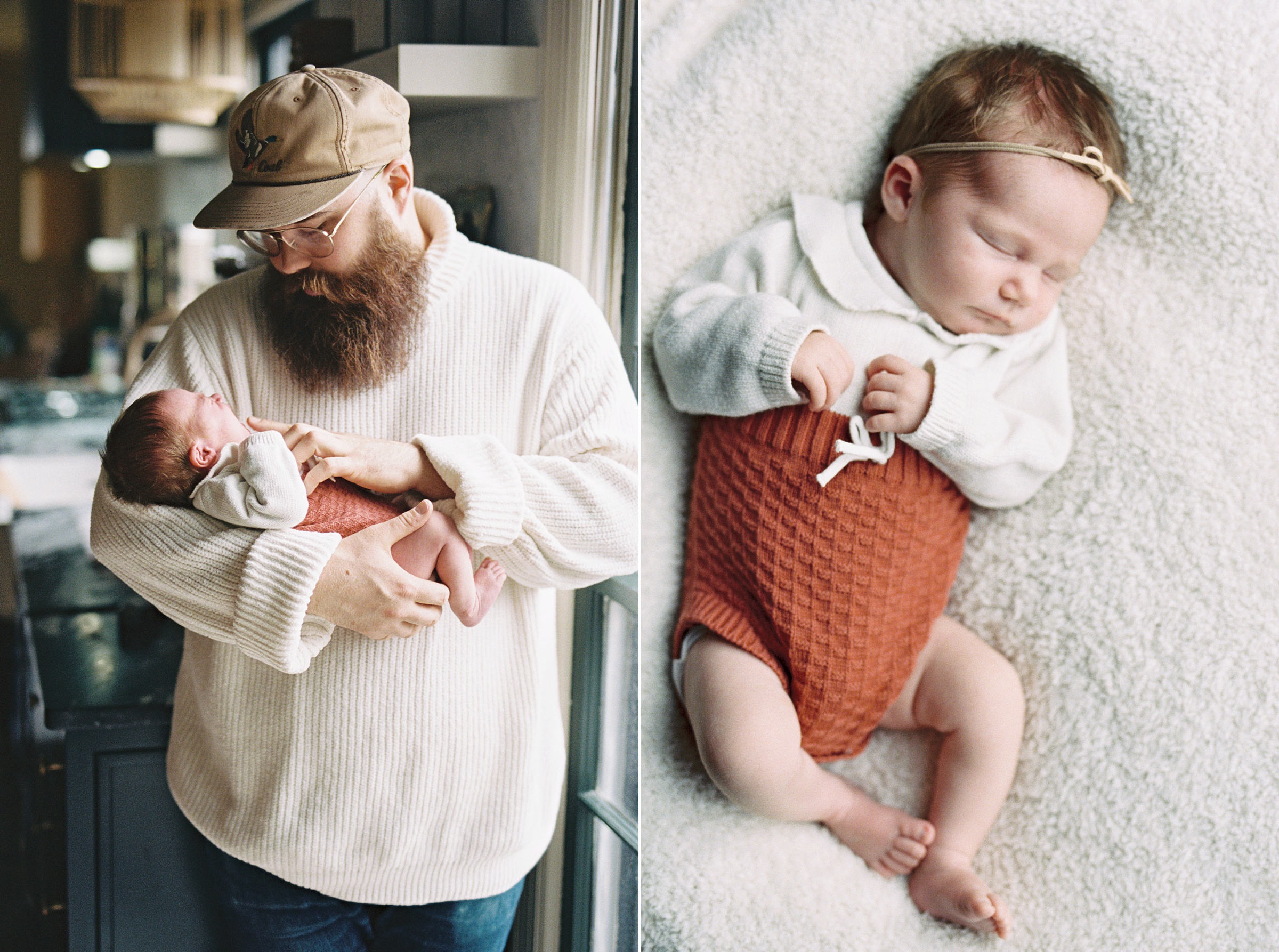 dad holds baby girl during newborn photos in Nashville TN
