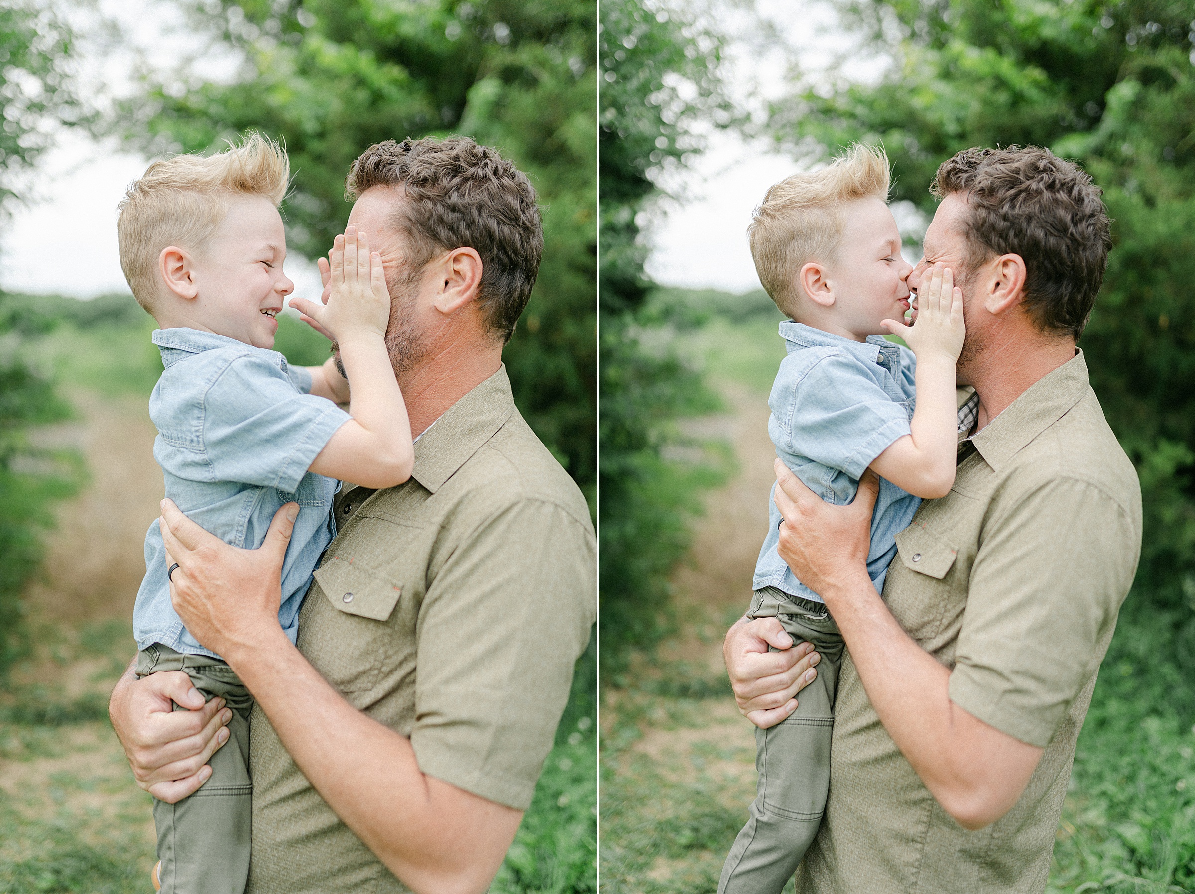 dad and son hug during family Portraits