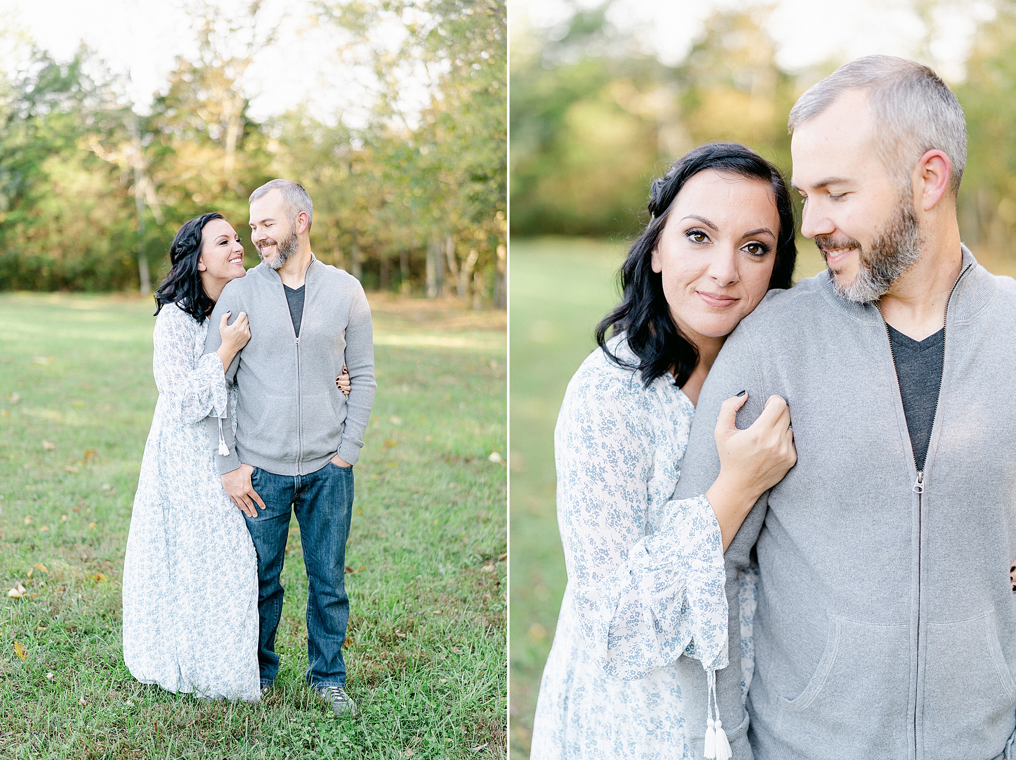 husband and wife stand together during Nashville TN portraits
