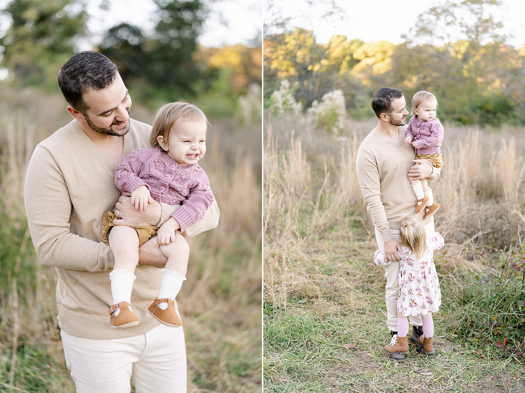 daughters cling to their daddy in this candid family moment