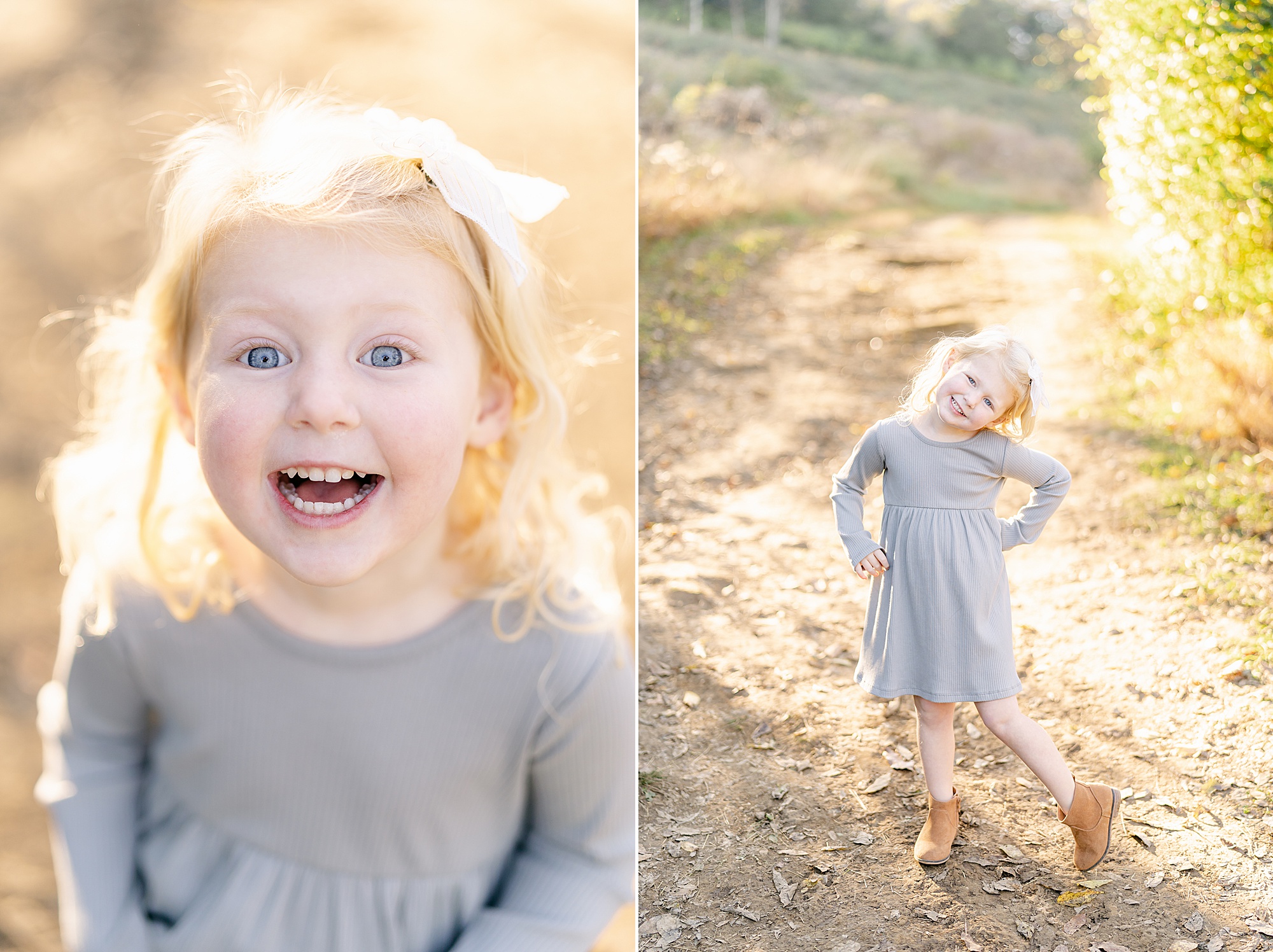 adorable little girl poses during family photos